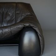 Amak Lounge Chair in brown leather by Annie Hieronimus for Cinna, 1980s