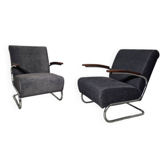 Fauteuils Bauhaus Chrome S411 par Willem Hendrik Gispen pour Mücke Melder
