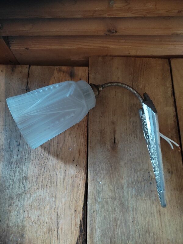Wall lamp tulip paste glass art deco patinated metal