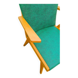 Vintage armchair in wood and skai
