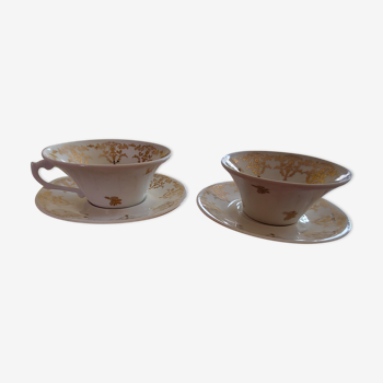 Set of 2 snake porcelain cups