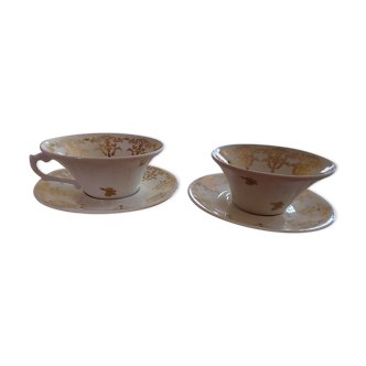 Lot de 2 tasses porcelaine de couleuvre