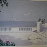 Giorgio Zuppini, Terrace by the Sea with Seagulls, Lithograph, 1970