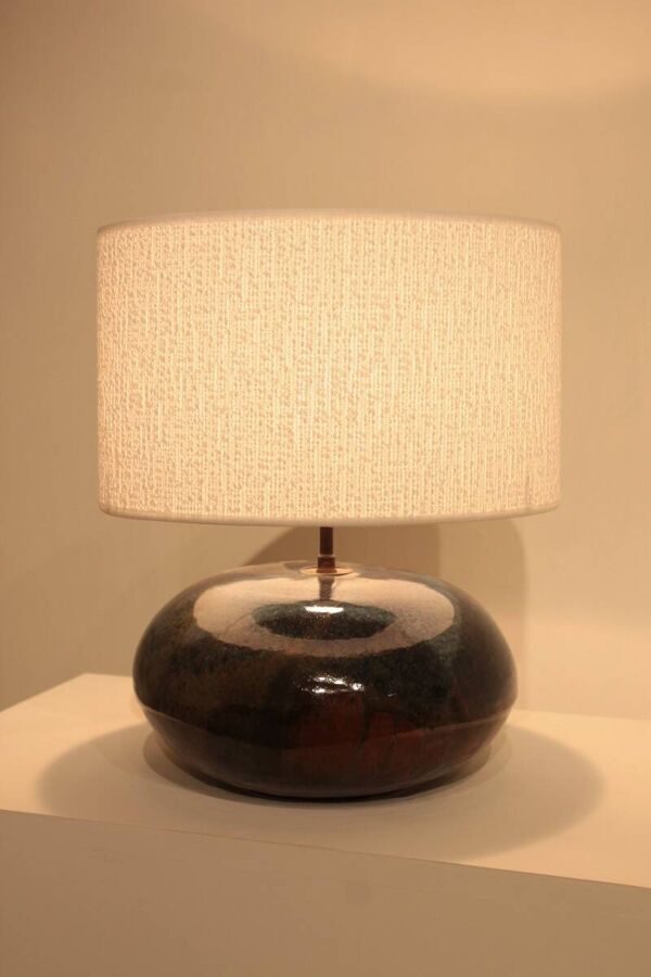 Lampe en céramique émaillée ronde - des années 60