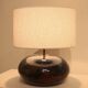 Round glazed ceramic lamp - from the 1960s