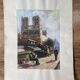 Ancient gouache on paper, Notre Dame de Paris