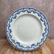 Antique English plate Crescent Ware Empire England blue garland decoration