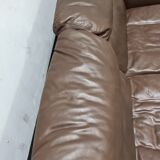 Canapé biplace vintage en cuir brun de Rolf Benz