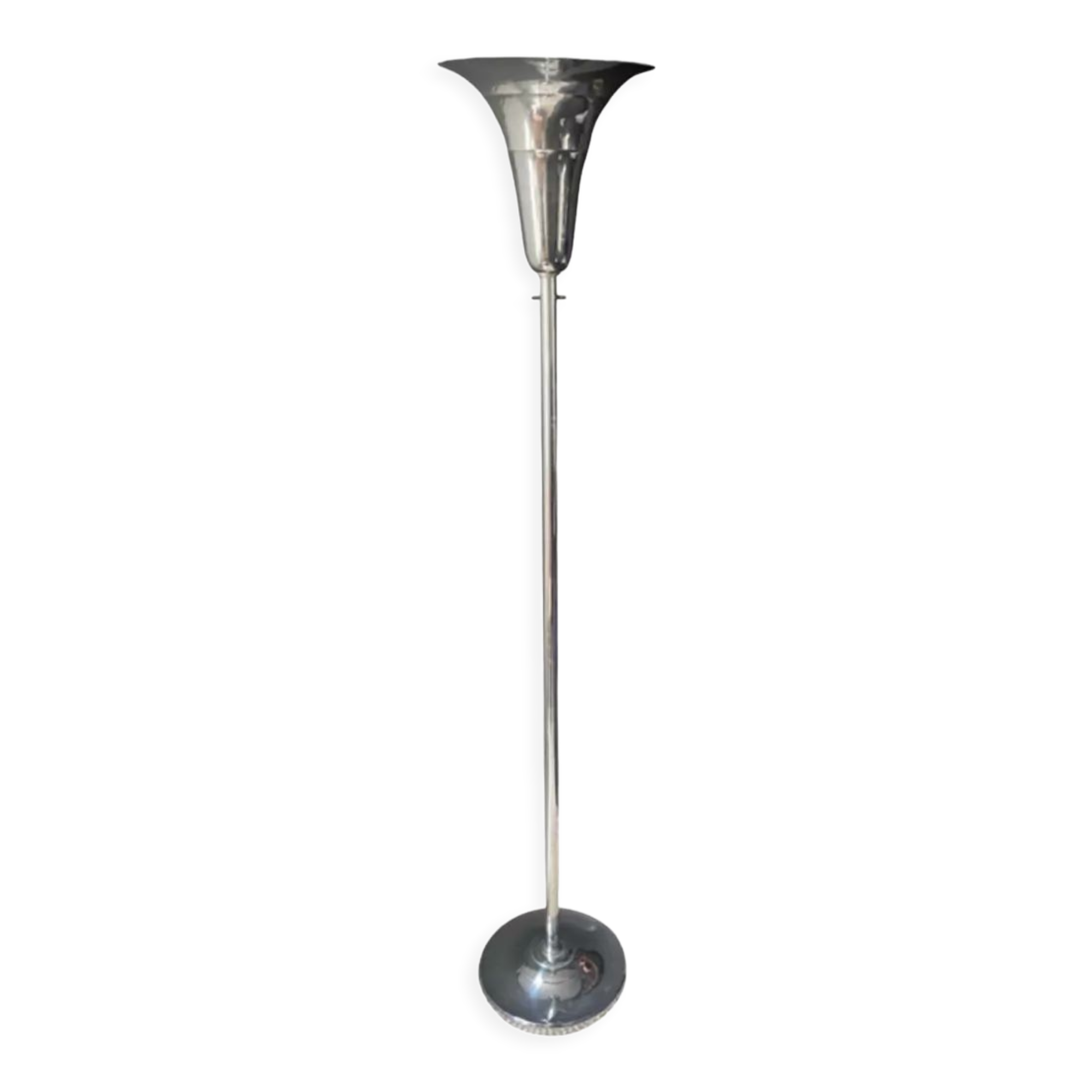 Vintage art deco floor lamp, chrome metal, France 1930