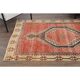 1970s Vintage Turkish Oushak Handmade Wool Cotton Red Runner Rug 116x267