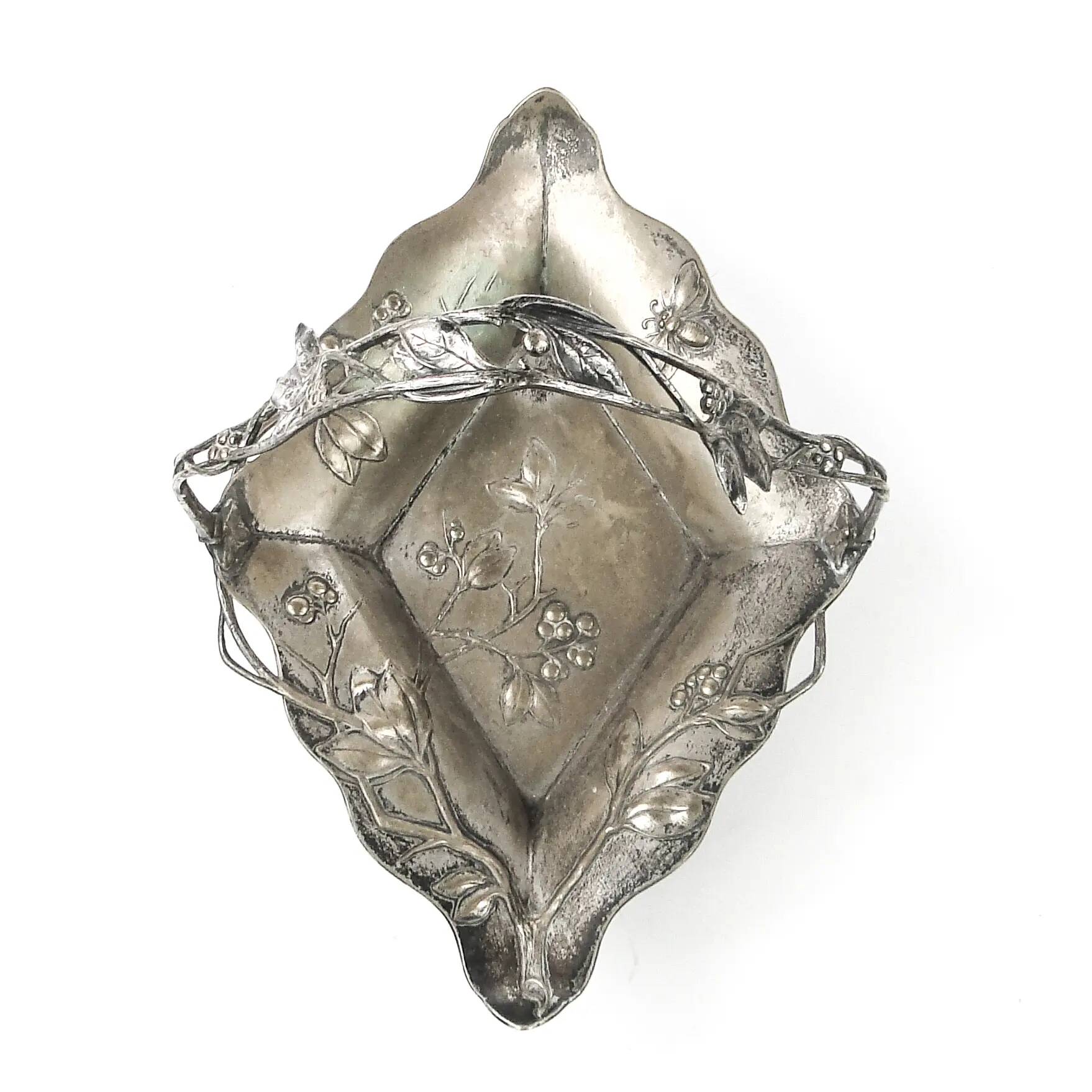 Art Nouveau basket, silver-plated brass, WMF, Germany, early 20th century