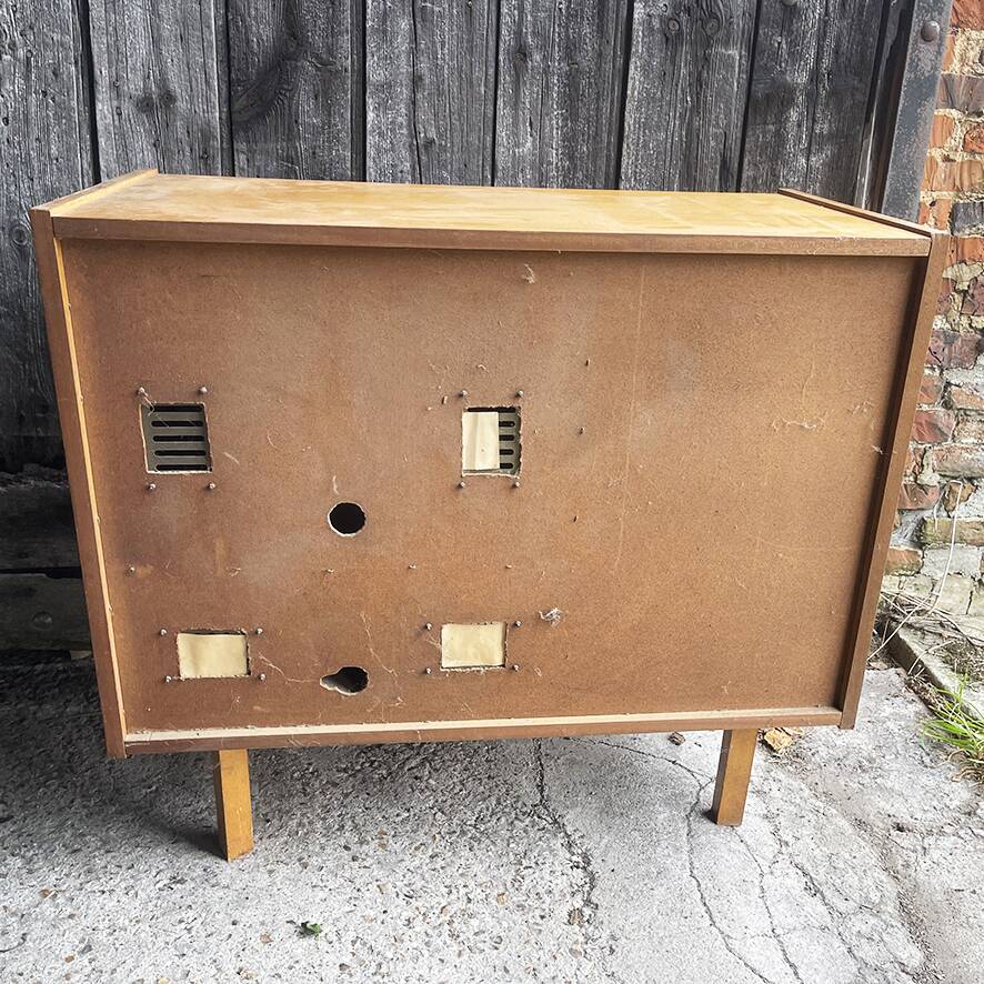 Vintage Scandinavian-style wooden hi-fi cabinet