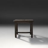Rustic Handcrafted Black Wooden Stool, France 1920s
