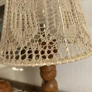 Wooden turned bedside lamp with lace