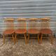 Set of 4 vintage beech chairs with teak seat