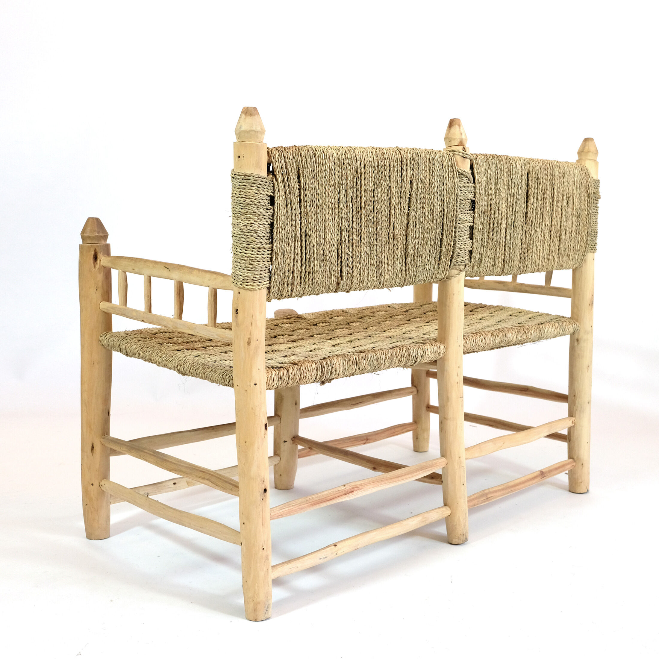 Moroccan bench in wood and rope