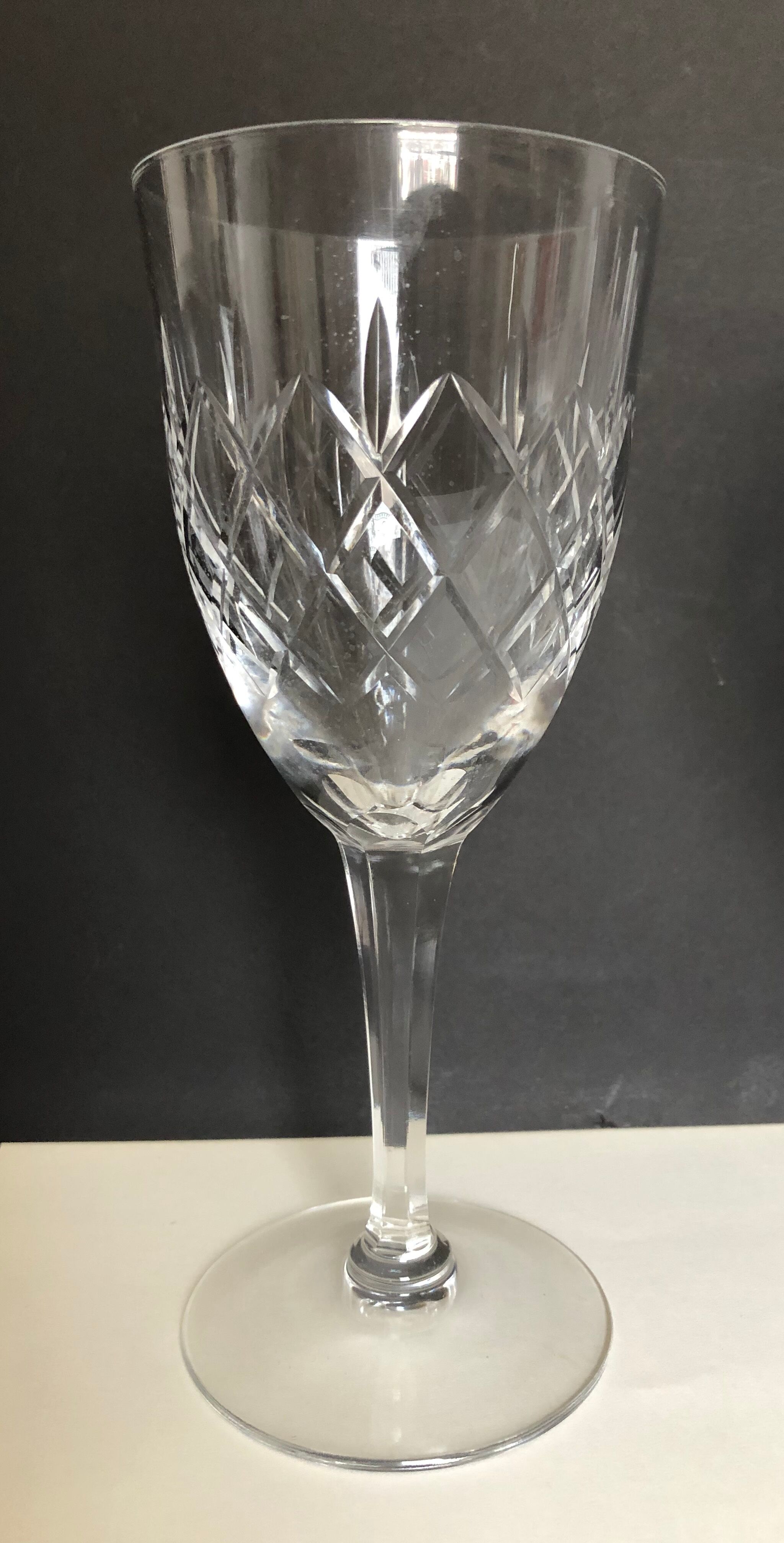 Set of six cut Lorraine crystal water glasses