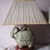 Duo of elephant lamps in cermal