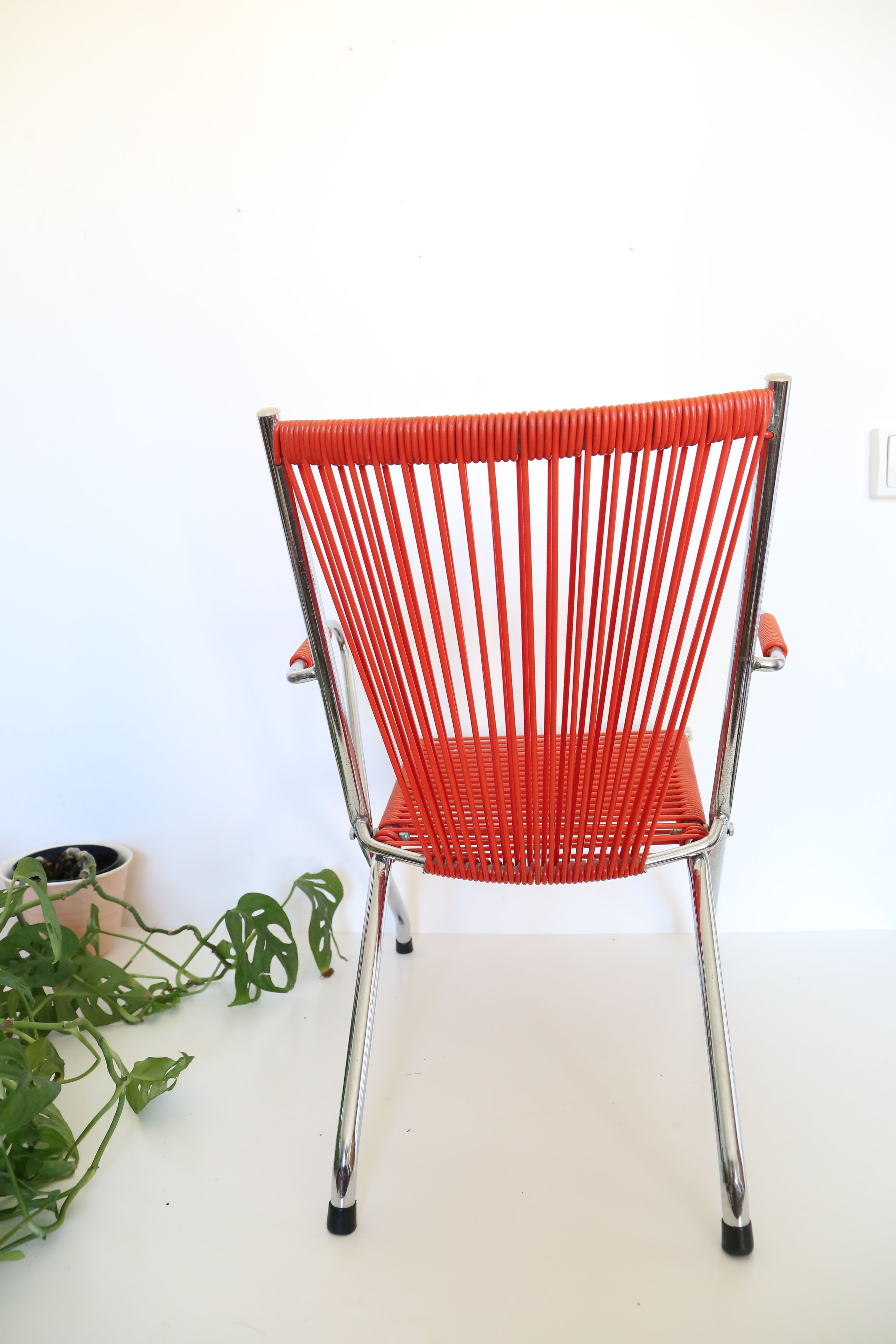 Children's armchair, folding, scoubidou and chrome, 1960