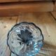 Inkwell in molded glass and vintage antique metal