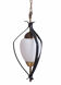 Vintage opaline & black metal hanging lamp 1950