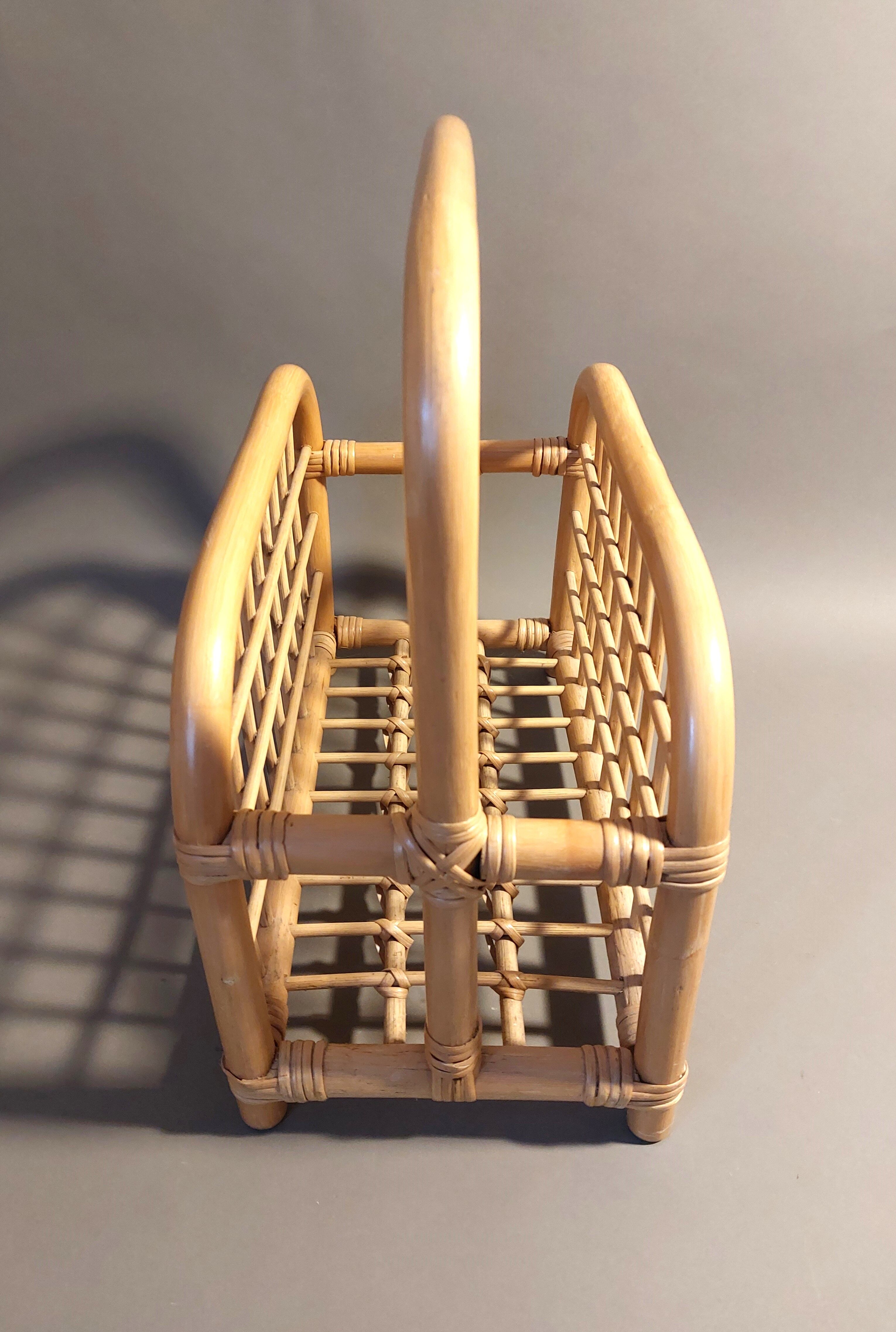 Vintage rattan magazine holder