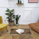 Table basse en verre fumé des années 70