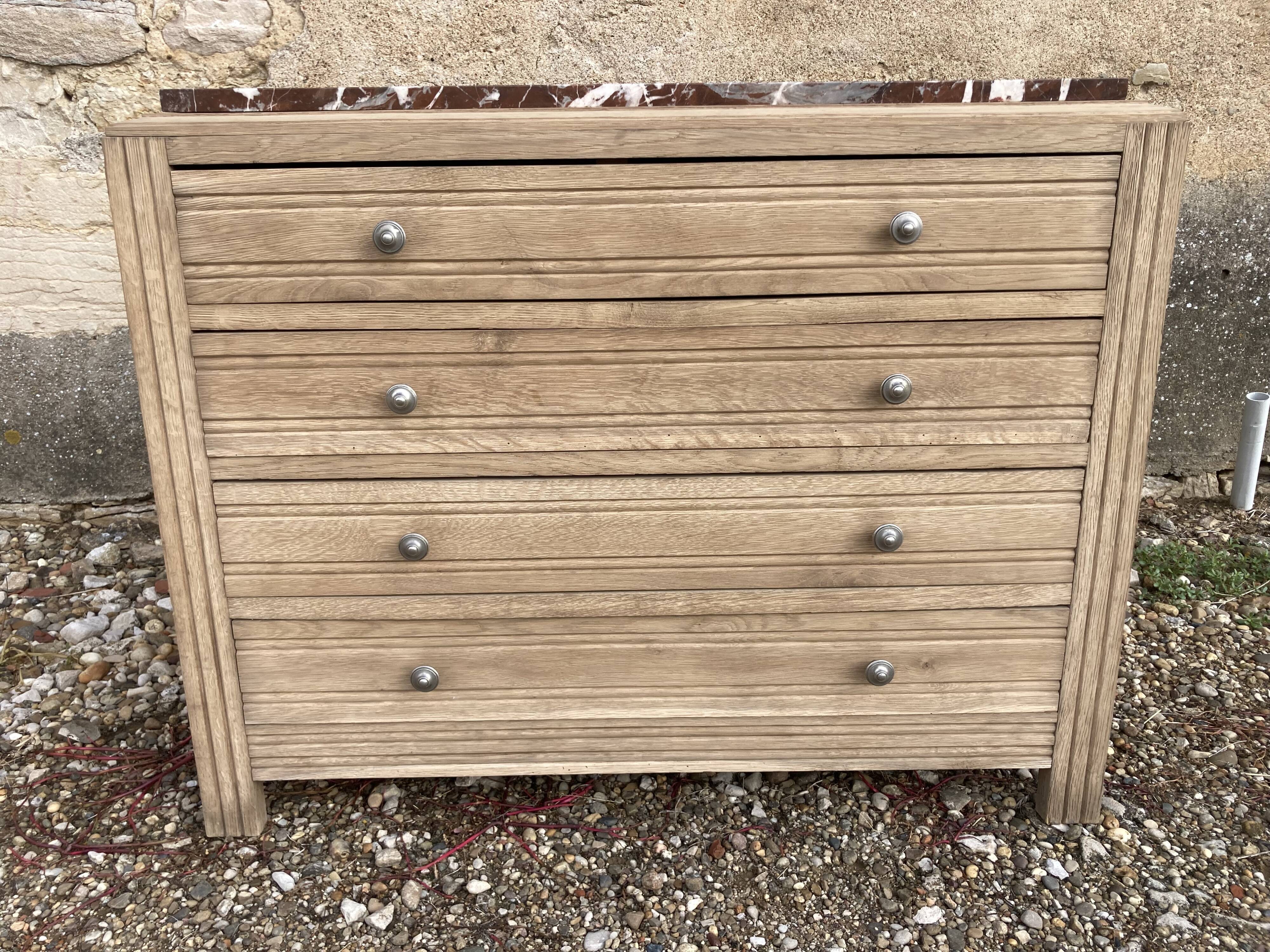 Art Deco chest of drawers in solid oak