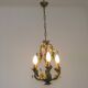 French Vintage 3 Light Cage Chandelier Hand Painted Floral Design