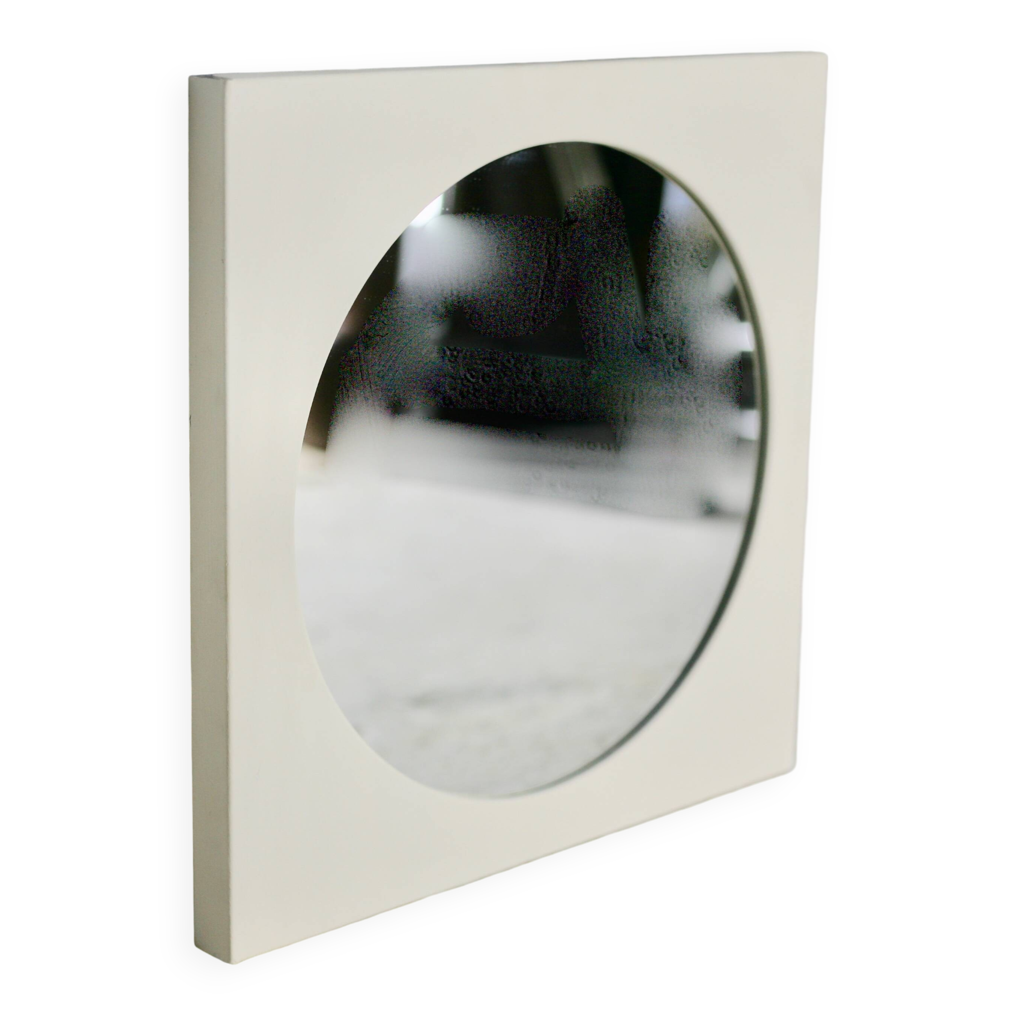 "space age" mirror, steel, 70s.
