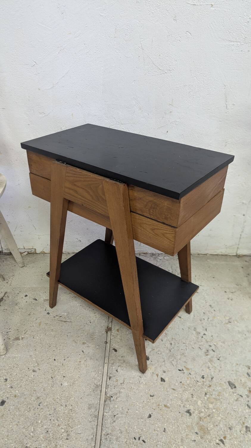 Bedside table compass foot end table 50 60 vintage Scandinavian