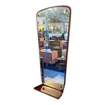 Teak mirror with shelf, 1960s
