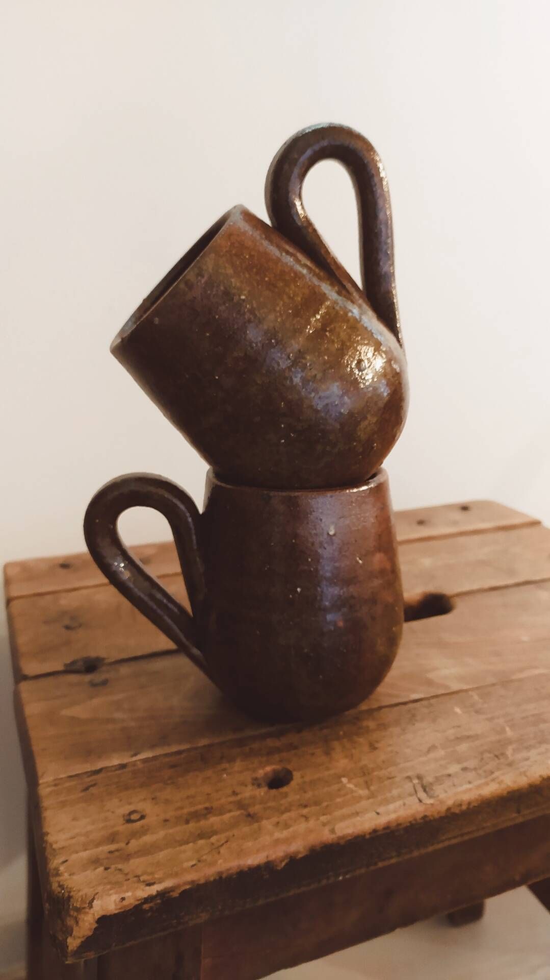 Pair of large mugs in pyrite stoneware