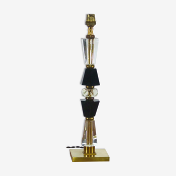 Hollywood Regency lamp foot in vintage crystal