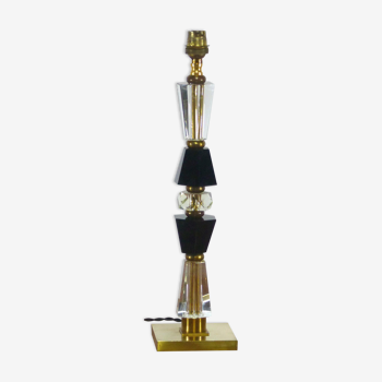 Pied de lampe Hollywood Regency en cristal vintage