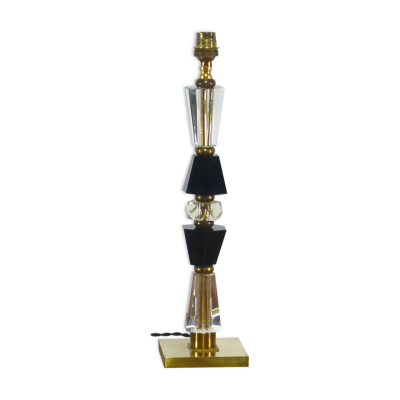 Pied de lampe Hollywood Regency en cristal vintage