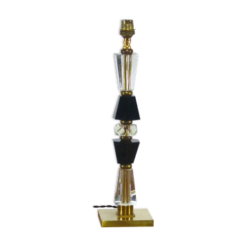 Pied de lampe Hollywood Regency en cristal vintage