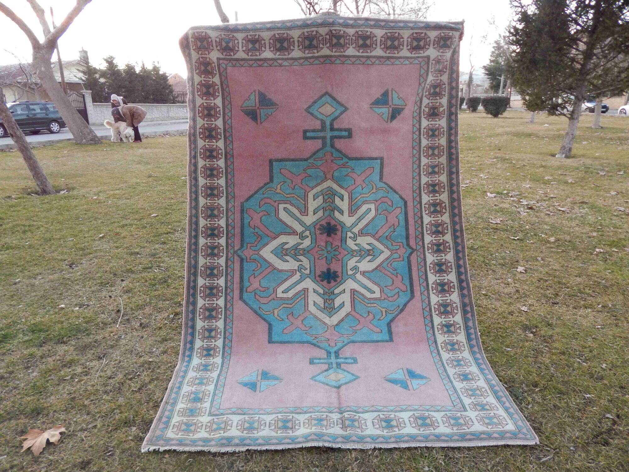 Vintage Turkish Oushak rug 158x233 cm