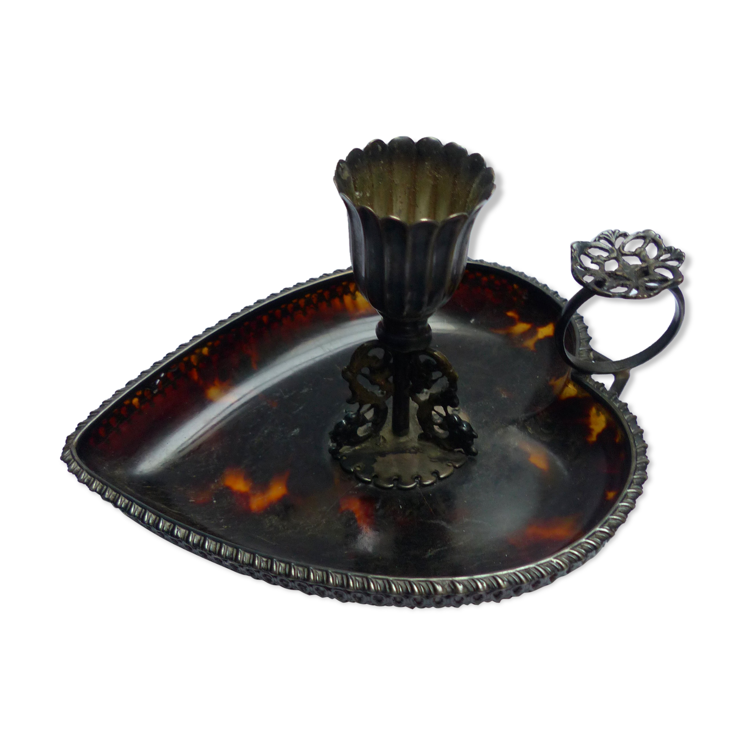 Scaled and silver table candle holder