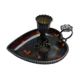 Scaled and silver table candle holder