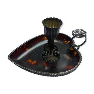 Bougeoir de table écaille et argent