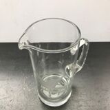 Pichet carafe verre soufflé transparent avec gravure aigle cuisine vintage