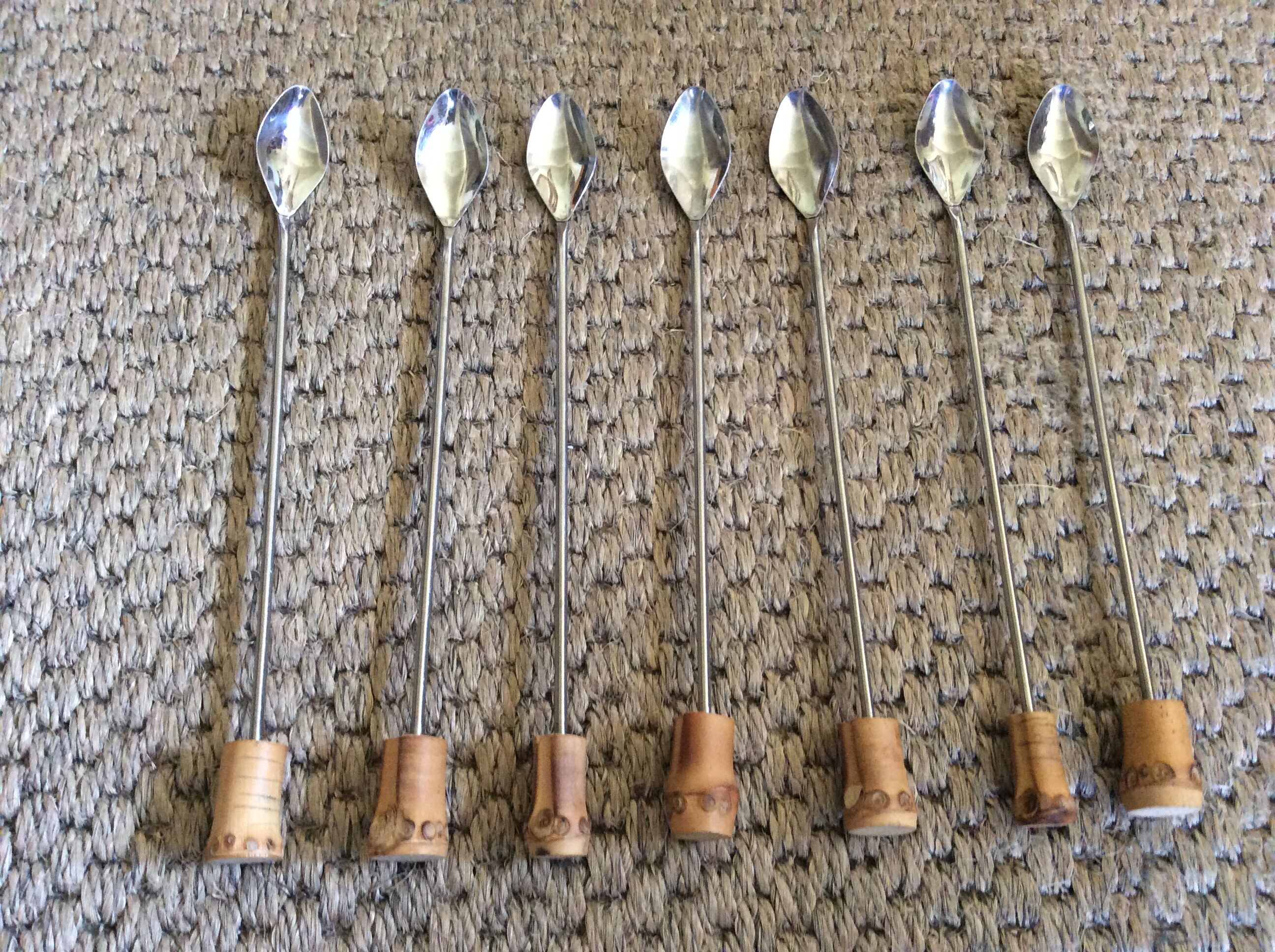 Series of 7 bamboo spoons