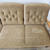 70s three seater sofa in beech