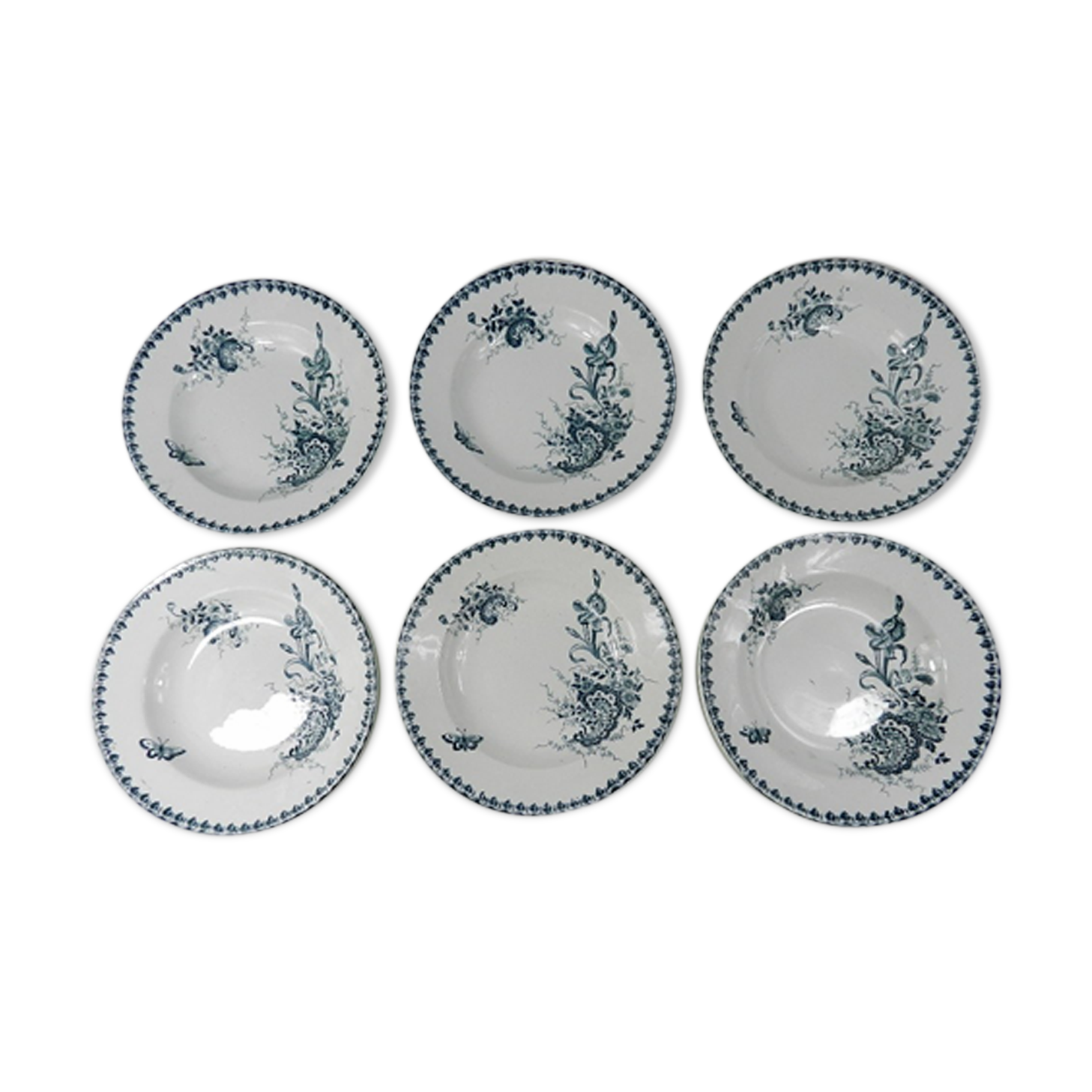 6 assiettes creuses St Amandinoise Louis XV