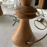 Turned wood table lamp