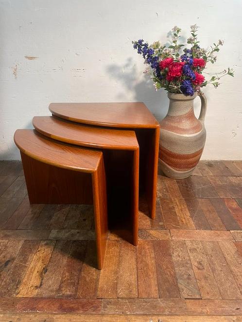Set of 3 MCM nesting side tables in Danish teak