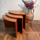 Set of 3 MCM nesting side tables in Danish teak