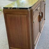 Vintage Parisian art deco sideboard in solid wood and black marble 180cm