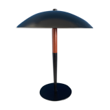 Lampe aluminor noir métallique et bois forme champignon